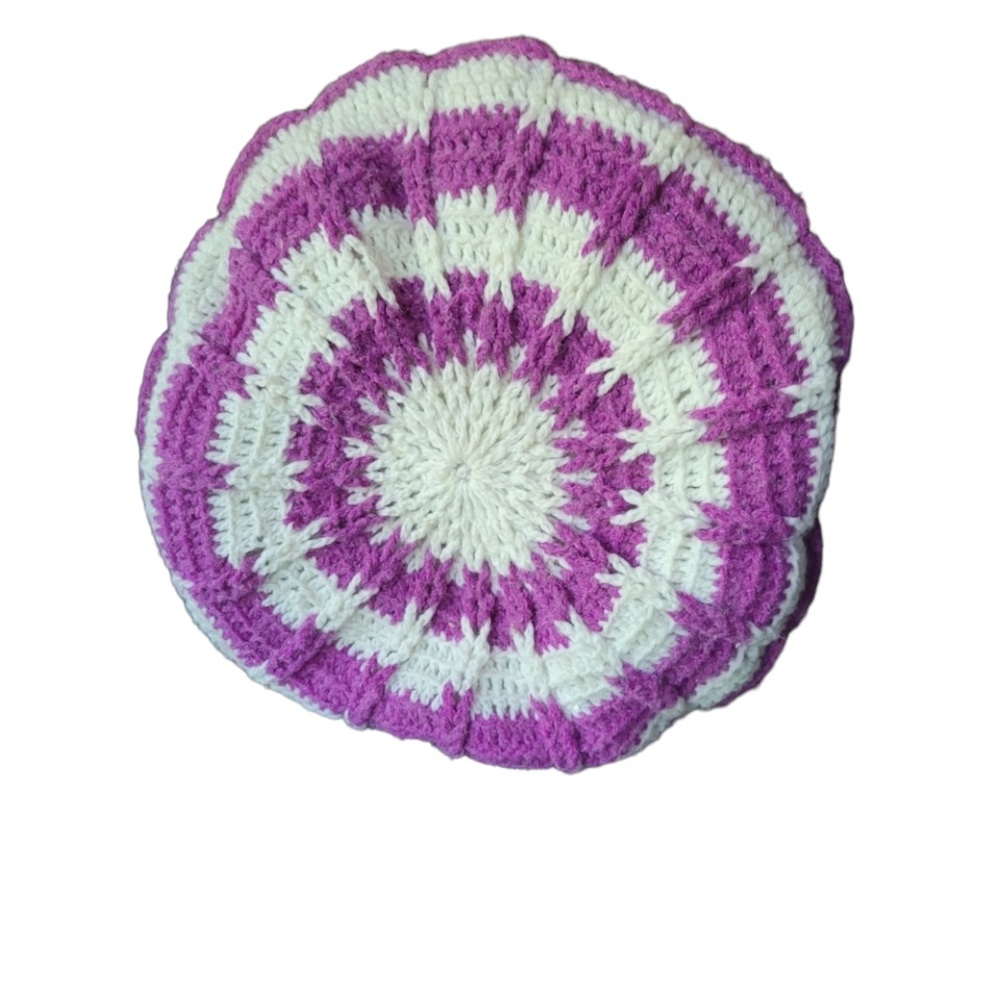 1 Vintage Purple & White‎ Crochet Throw Pillow
